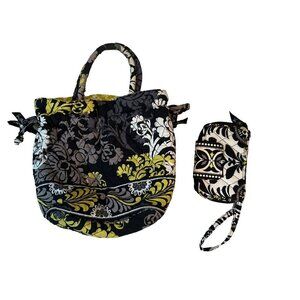 Y2K Emma Vera Bradley Quilted Paisley Floral  Bucket Bag Purse & Wallet